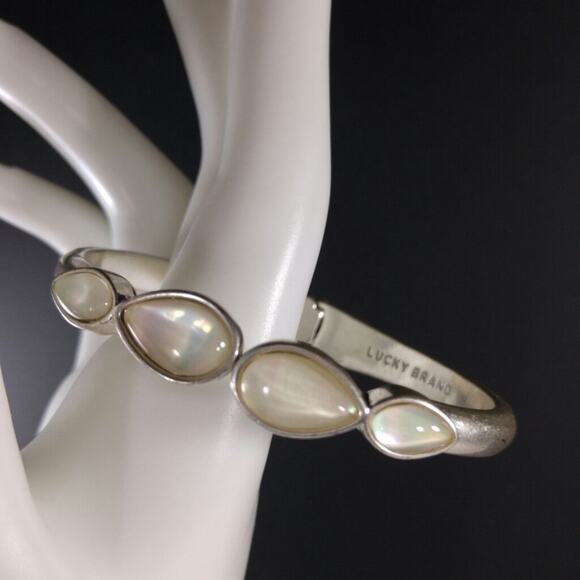 Lucky Brand Hinged Faux Pearl Rhinestone Bracelet, 7 Inches - Picture 5 of 6